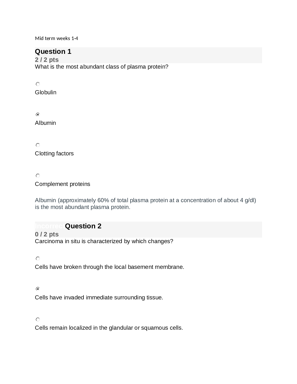 Nr 507 midterm exam week 1 4 pathophysiology Q&A