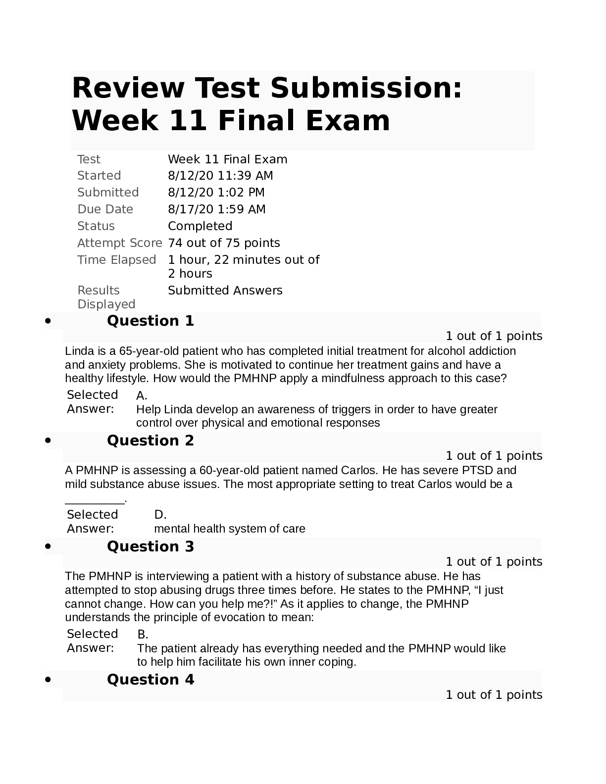 Walden University: NRNP 6640 Week 11 Final Exam with answers