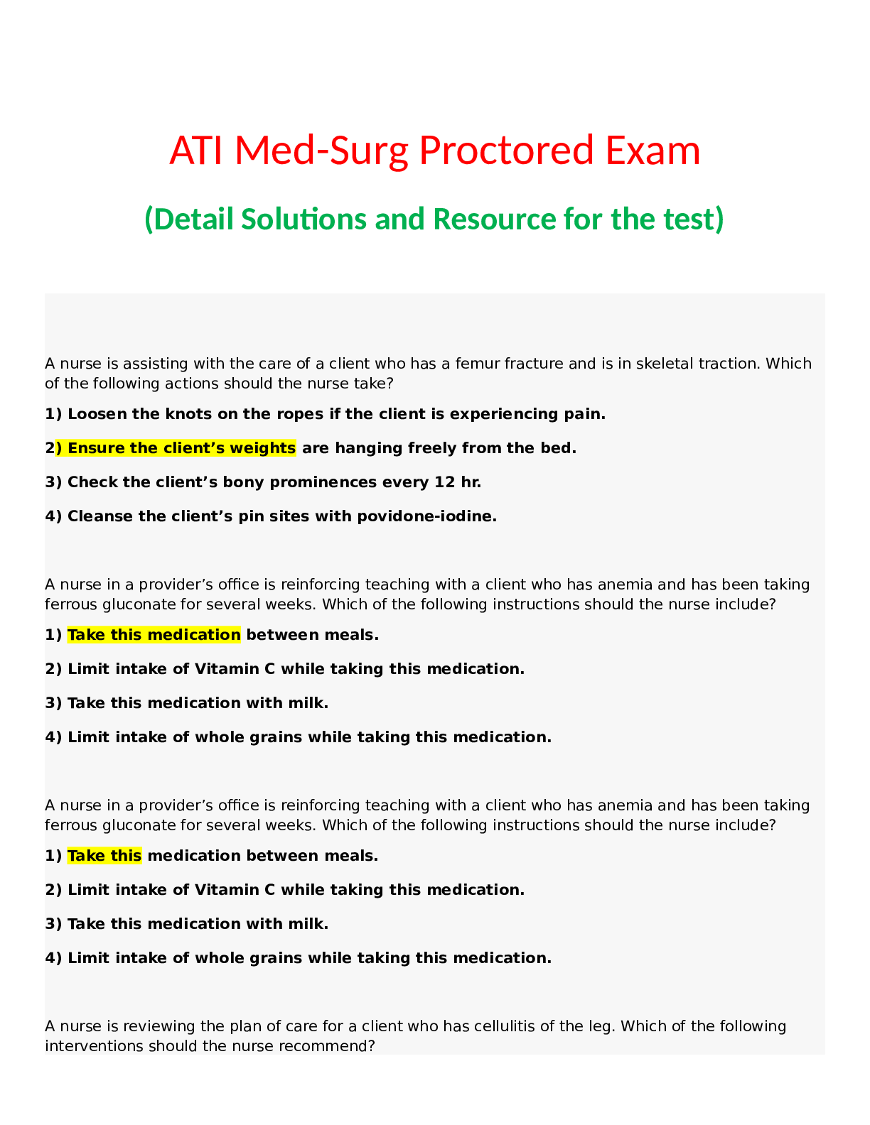 ATI Med-Surg Proctored Exam 2021 And Solution