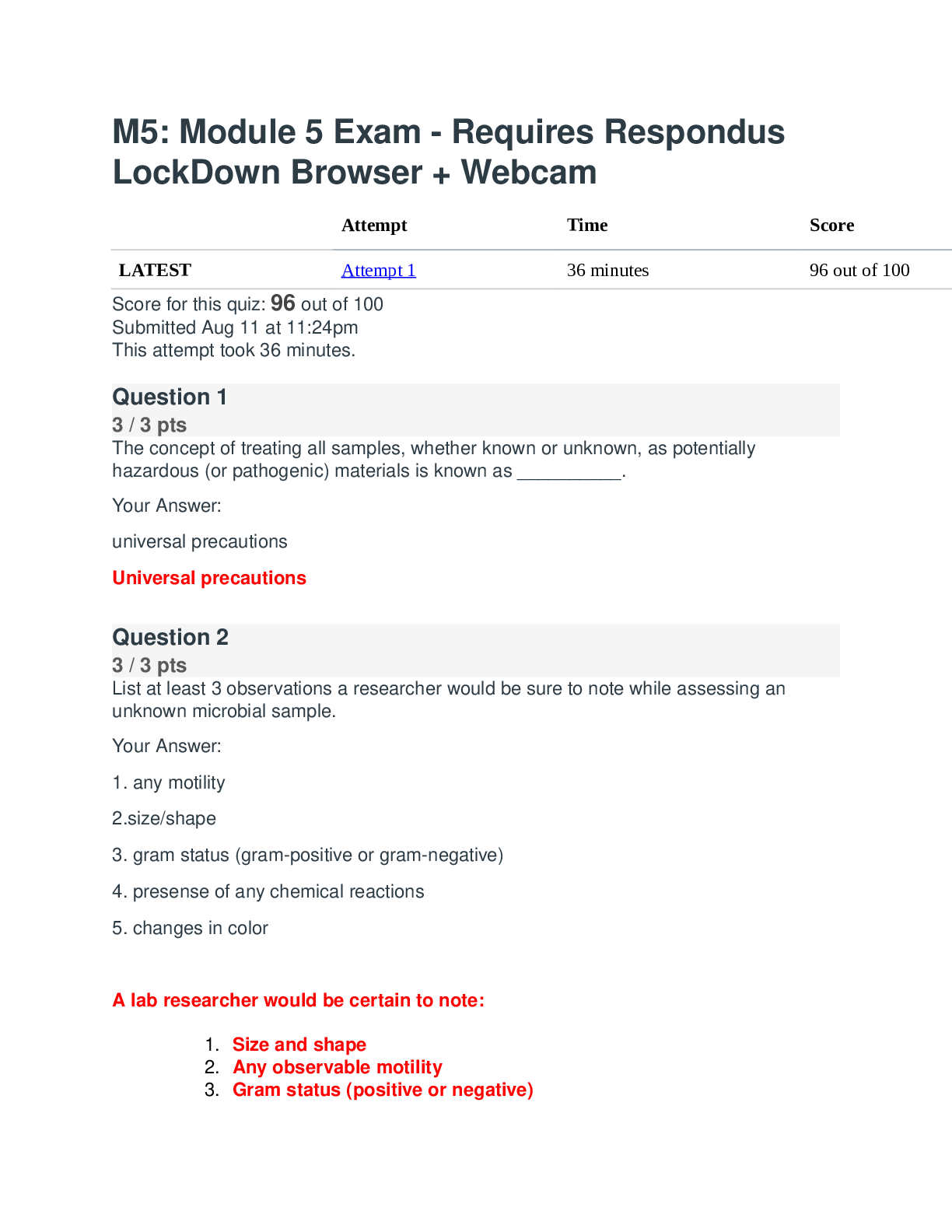 Module 5 Exam - Bio 171 Requires Respondus LockDown Browser...