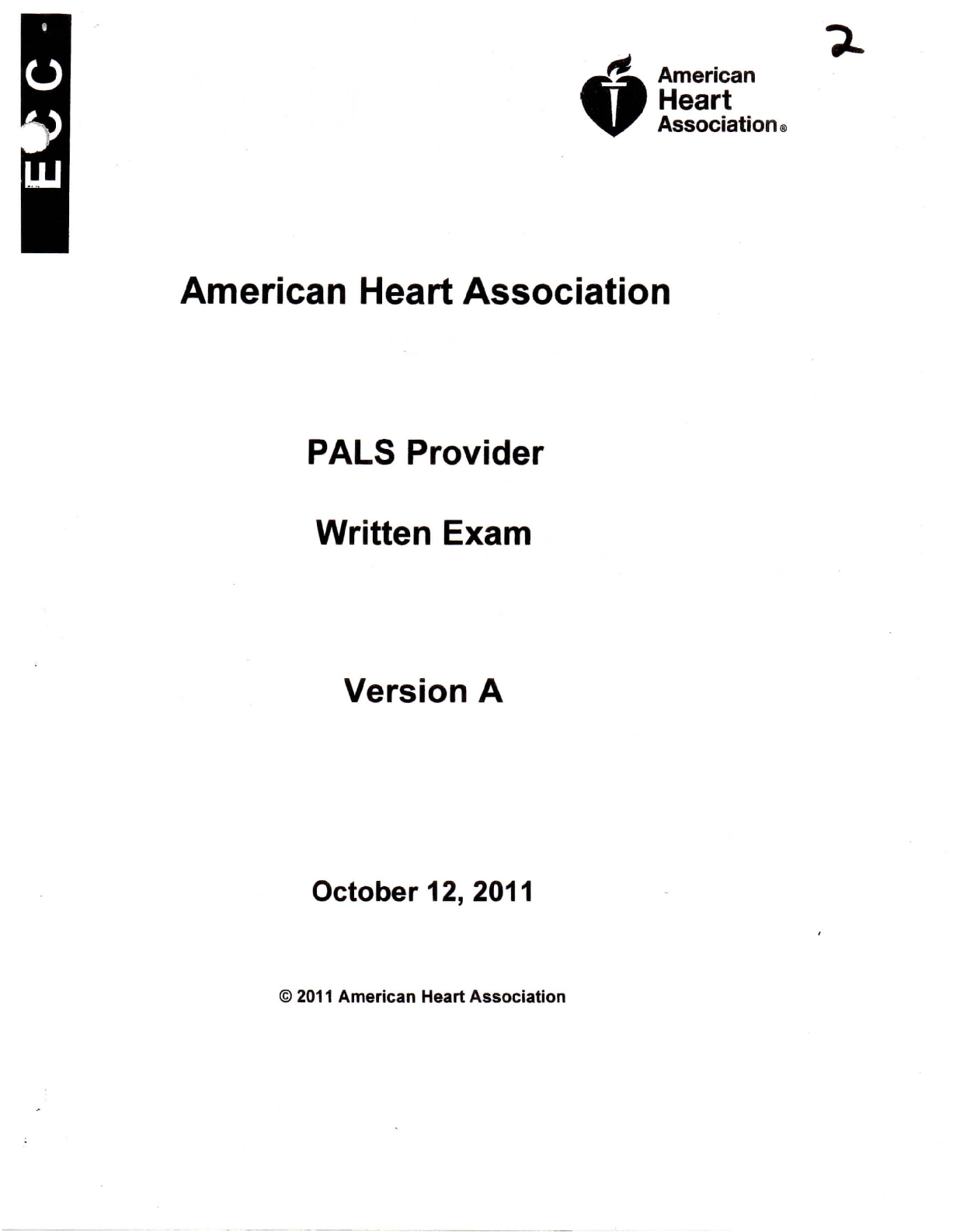 PALS Provider Exam Version A  and answers